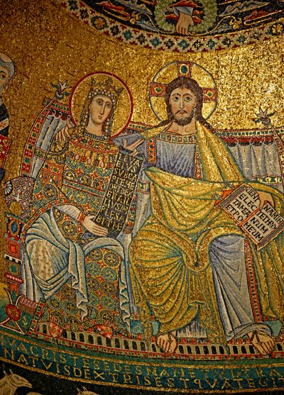 Mosaik in der Apsis mit Christus und der Jungfrau Maria von Unknown